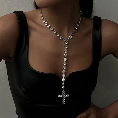 Cross Pendant Rhinestone Necklace