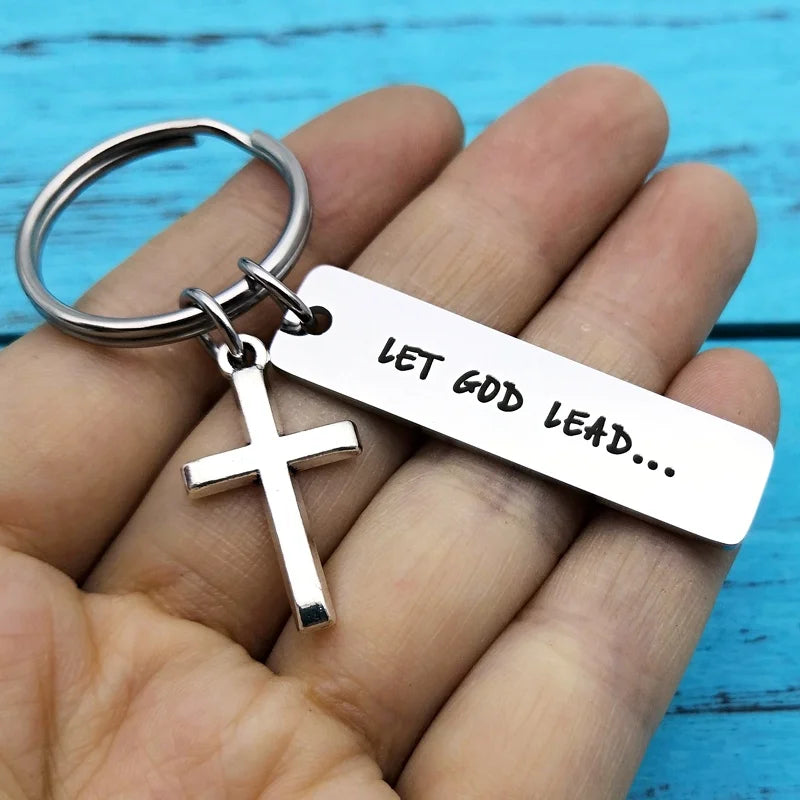 Let God Lead Cross Key Chain