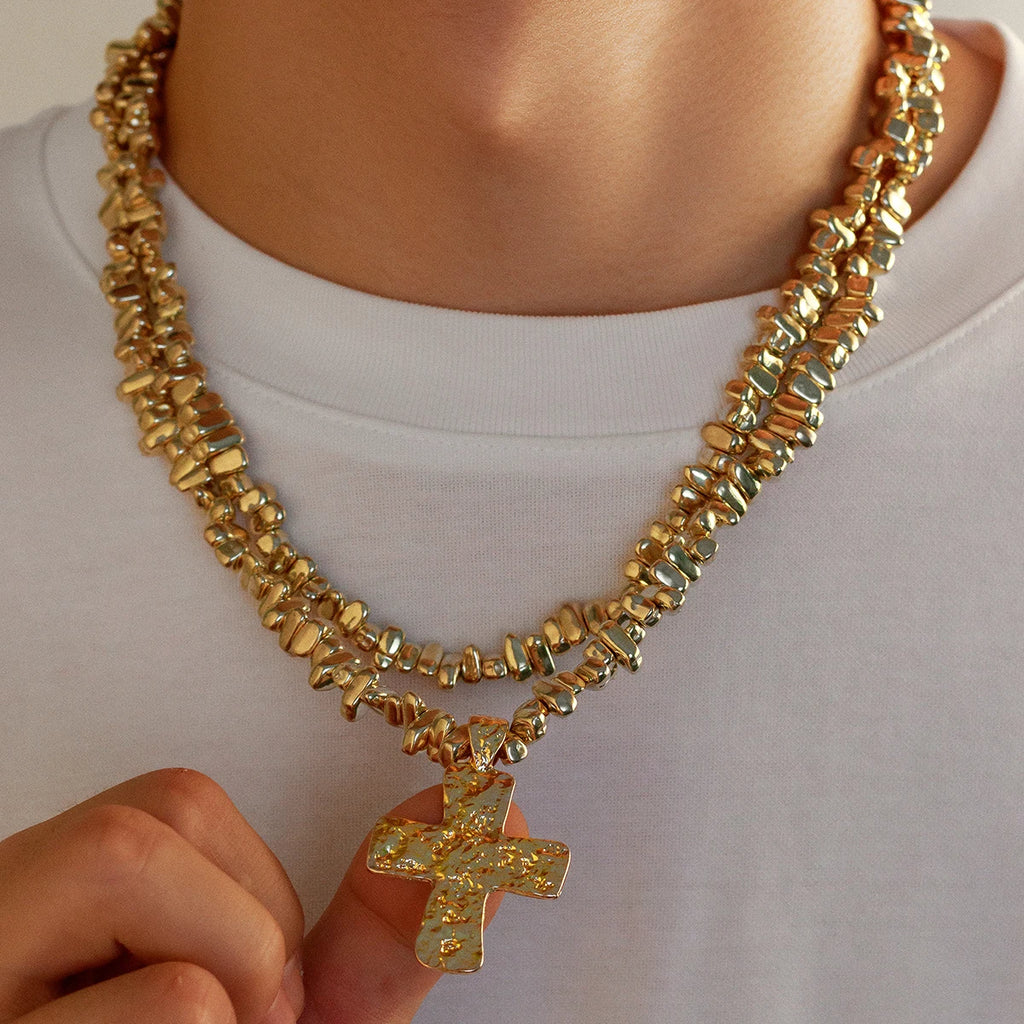 2Pcs/Set Creative Irregular CCB Beads Cross Chain