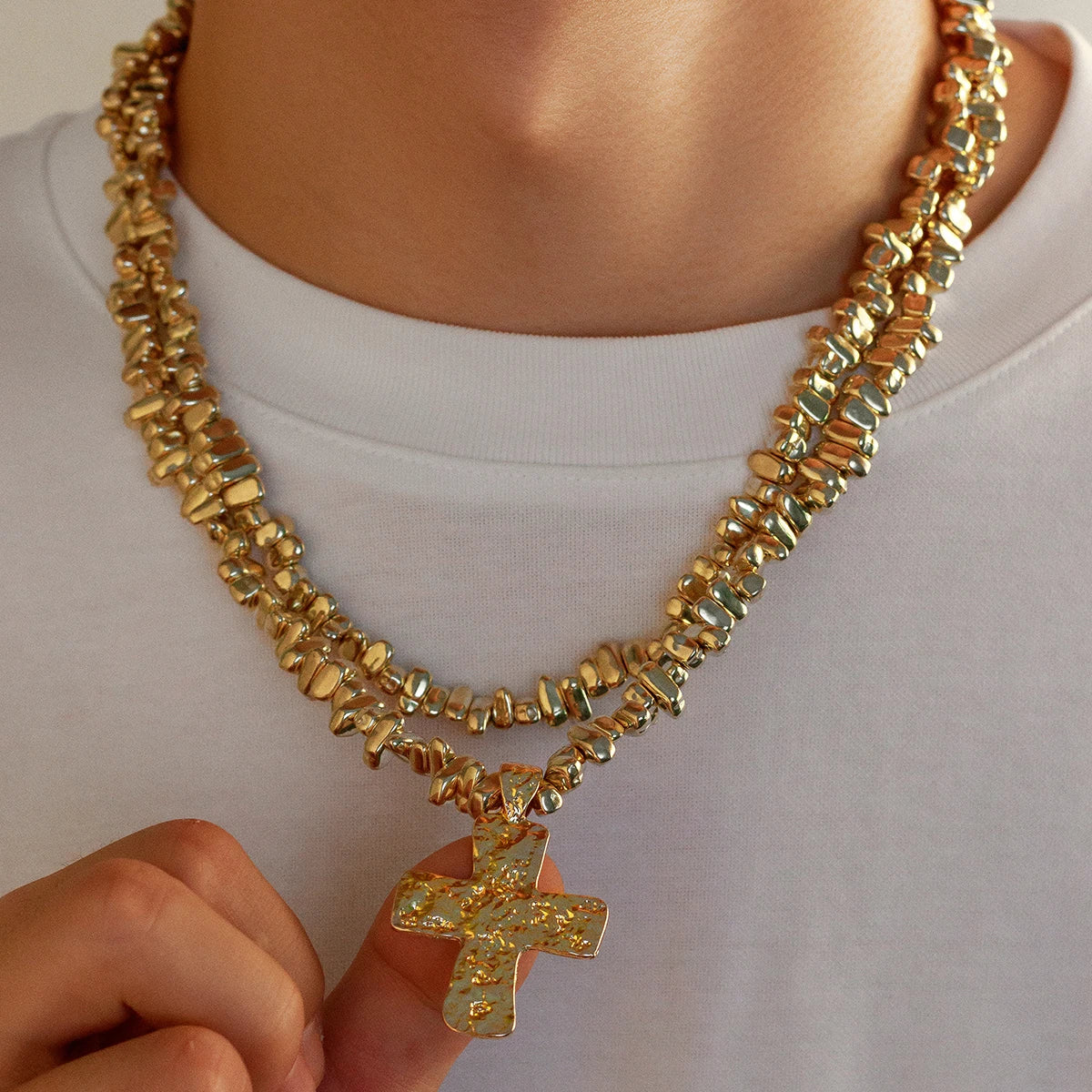 2Pcs/Set Creative Irregular CCB Beads Cross Chain