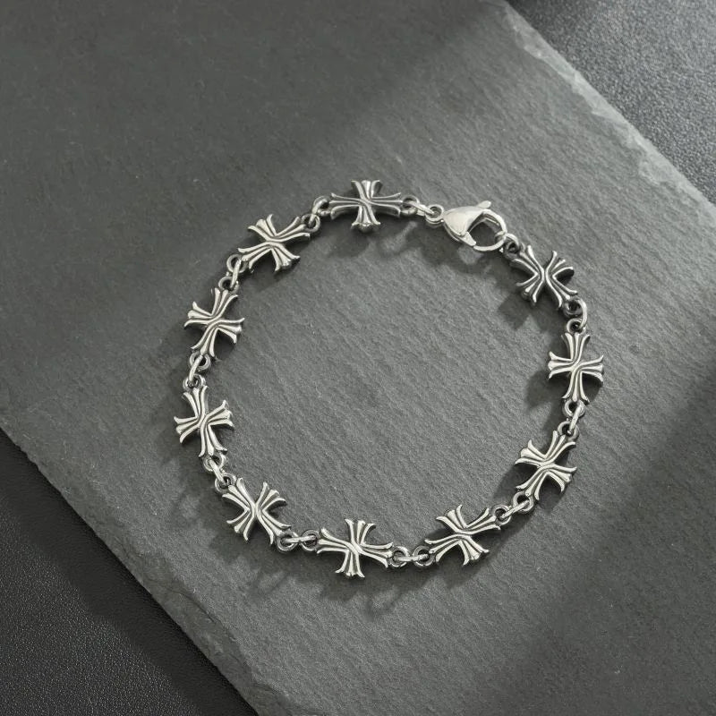 Silver Cross Patchwork Necklace