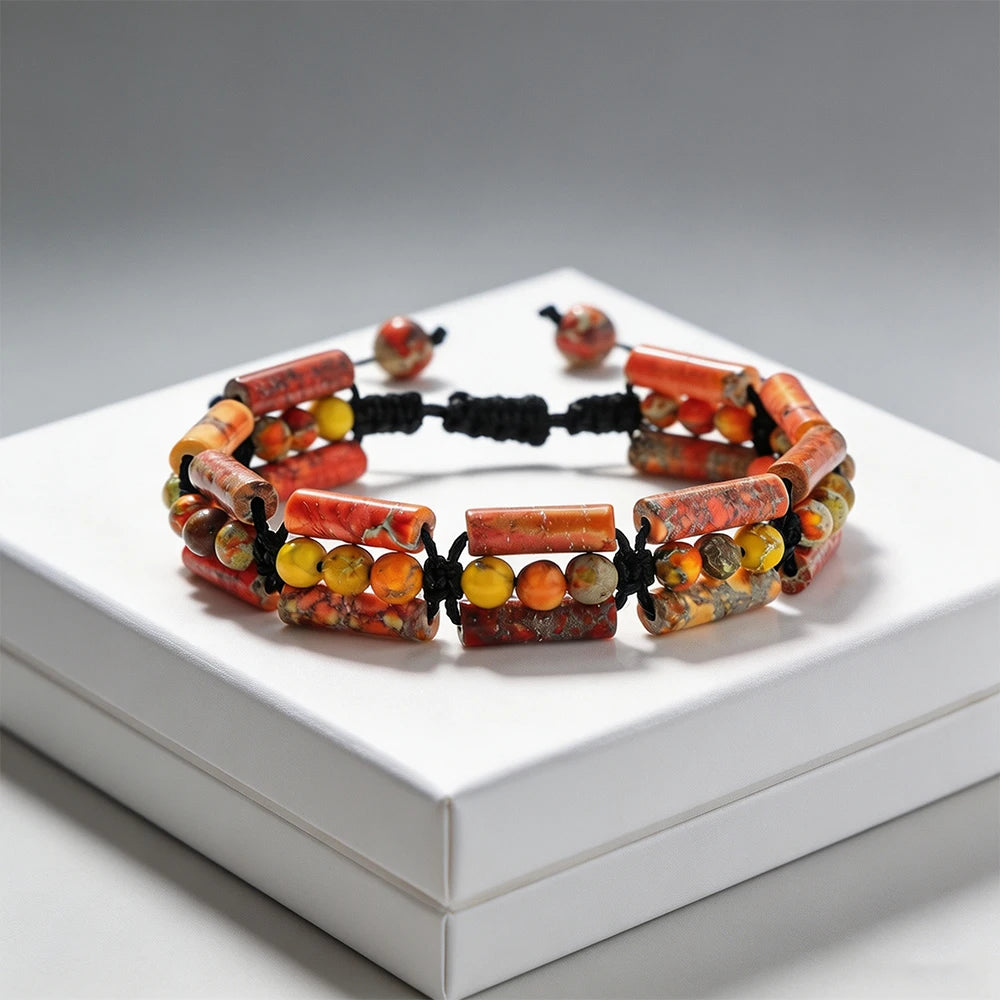 Handmade Woven 4mm Natural Stone Bracelets Emperor Beaded Adjustable