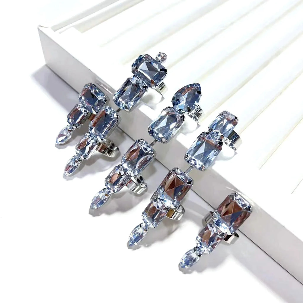 5-piece square crystal rhinestone "Lion Claw" rings