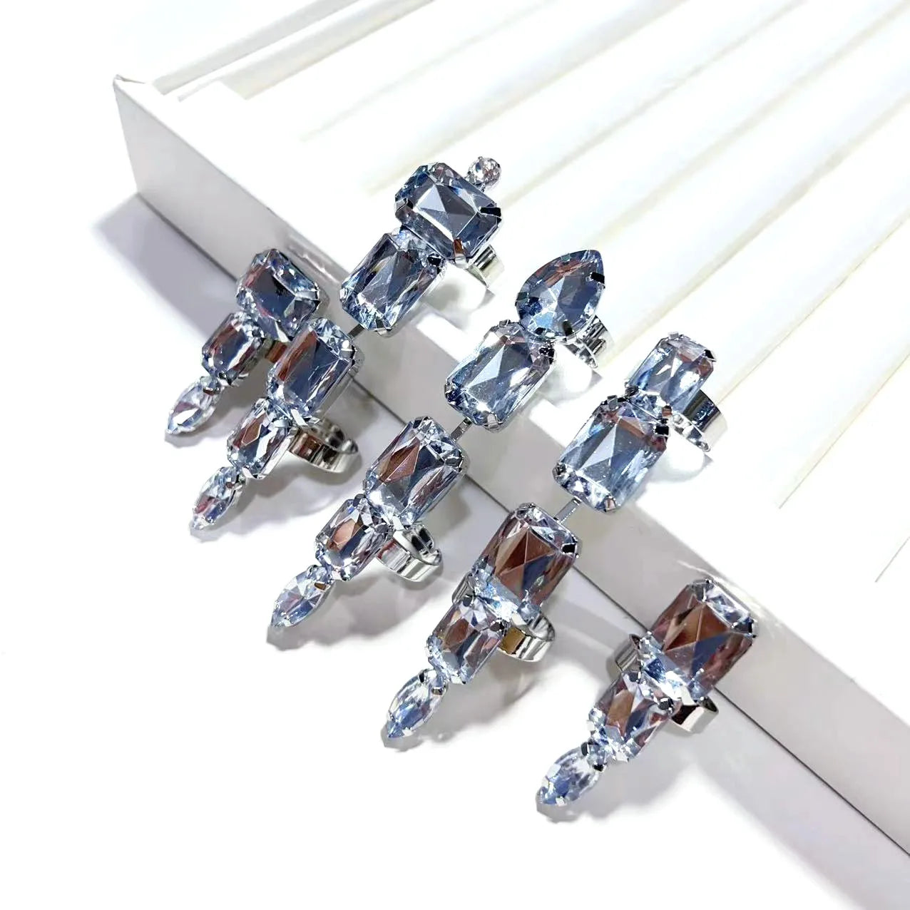 5-piece square crystal rhinestone "Lion Claw" rings