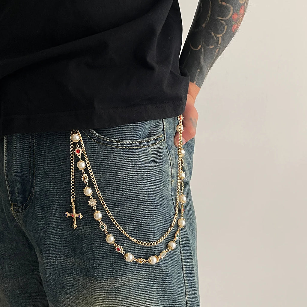 Punk Cross Jesus Pendant Keychain Belt