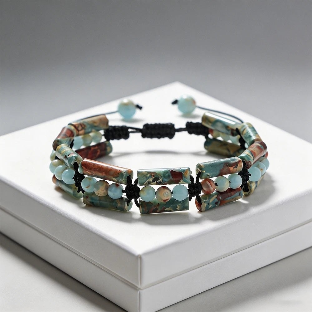 Handmade Woven 4mm Natural Stone Bracelets Emperor Beaded Adjustable