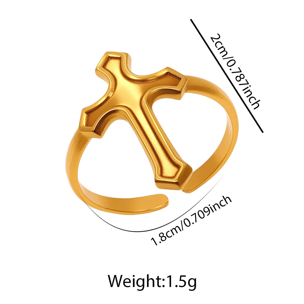 Golden Cross Stainless Steel Ring