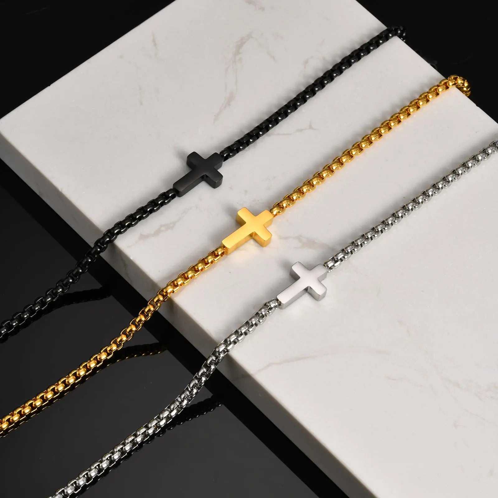 Sideway Cross Necklace Stainless Steel