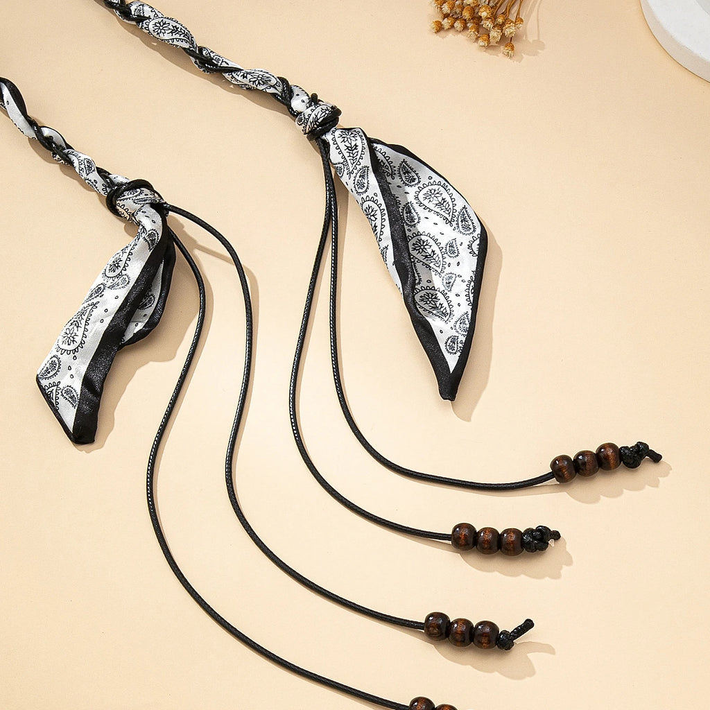 Necklace with a High-End Bohemian Ethnic Style Woven Silk Scarf