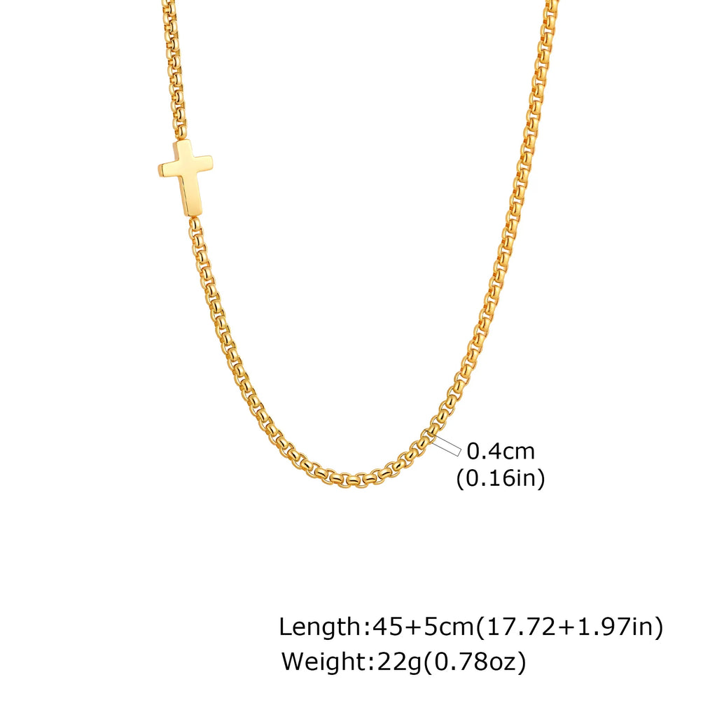 Sideway Cross Necklace Stainless Steel