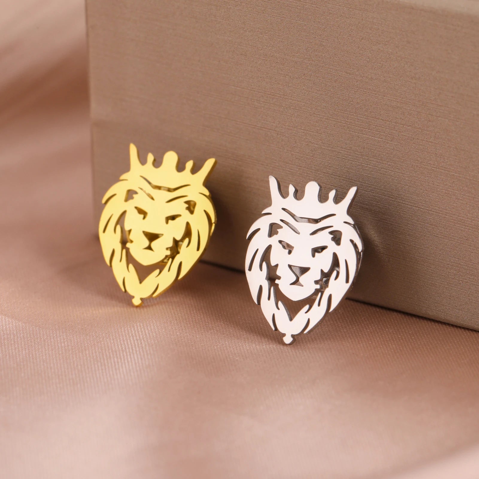 Crown Lion Pin Stainless Steel