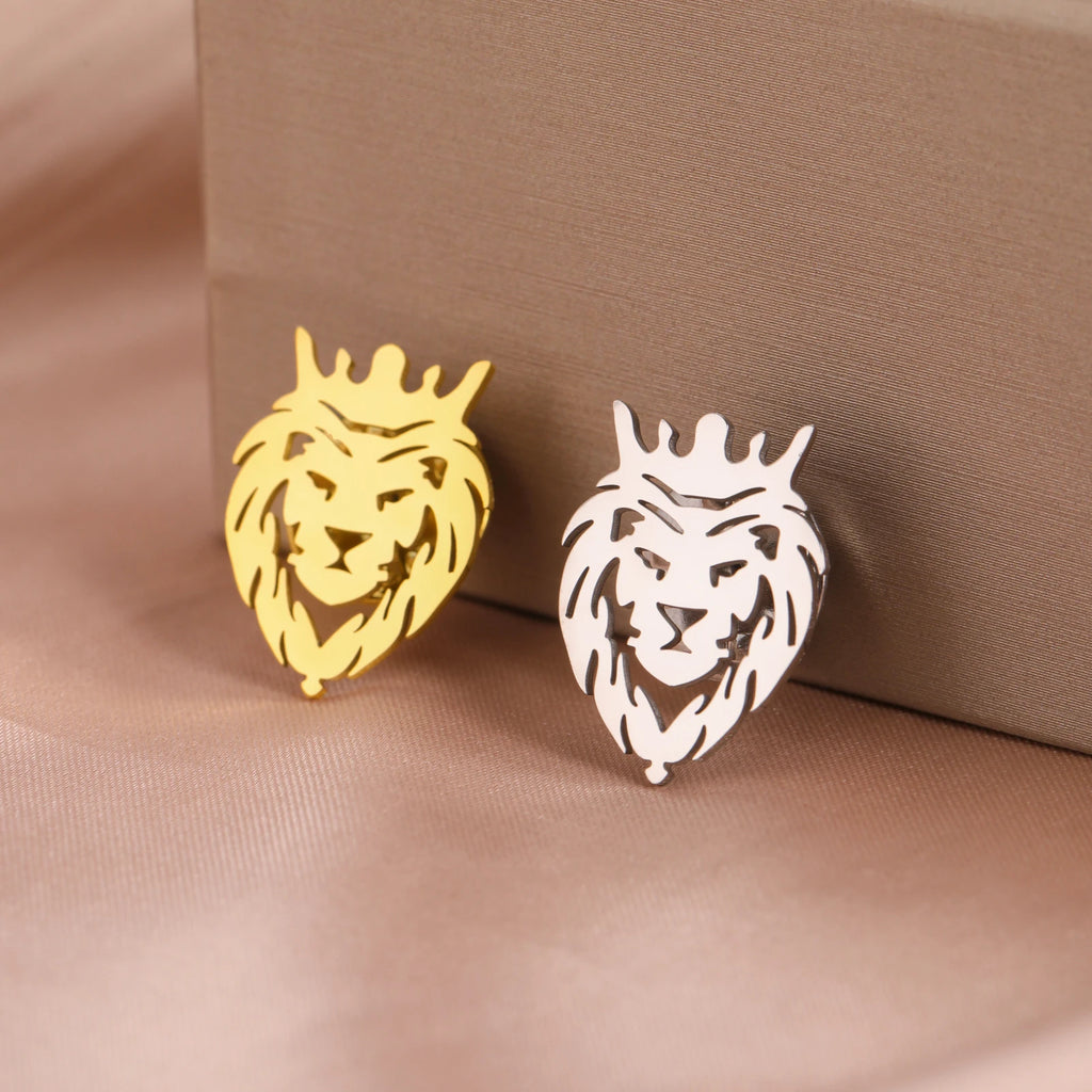 Crown Lion Pin Stainless Steel