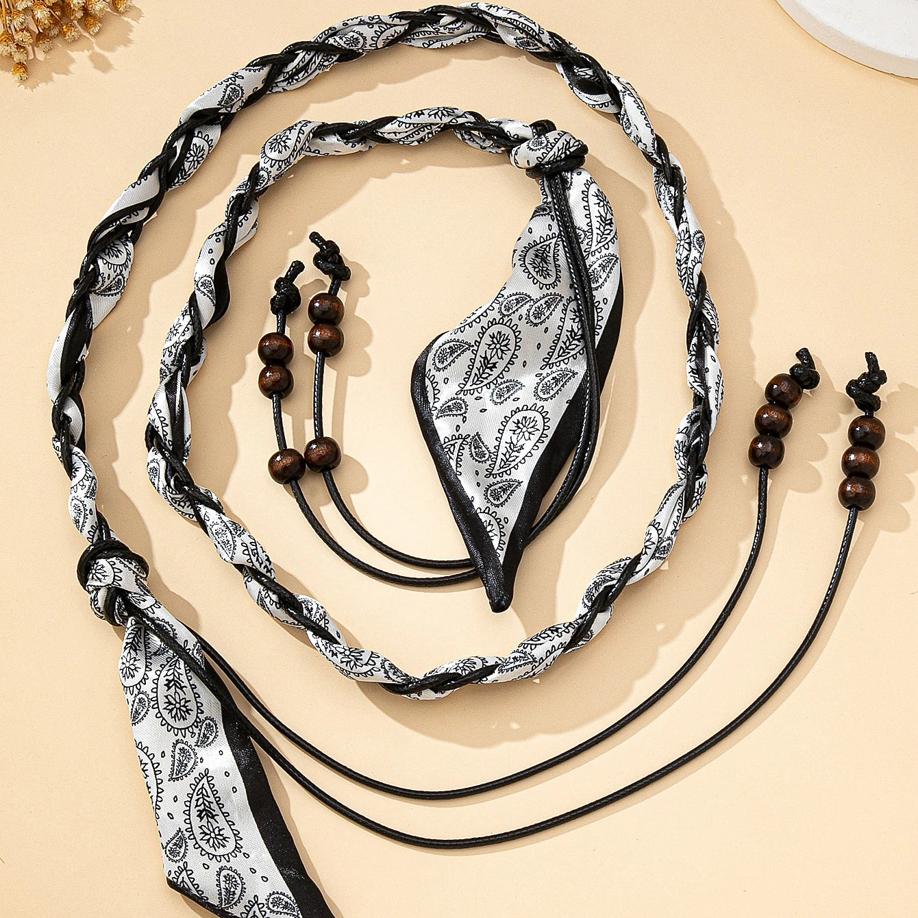 Necklace with a High-End Bohemian Ethnic Style Woven Silk Scarf