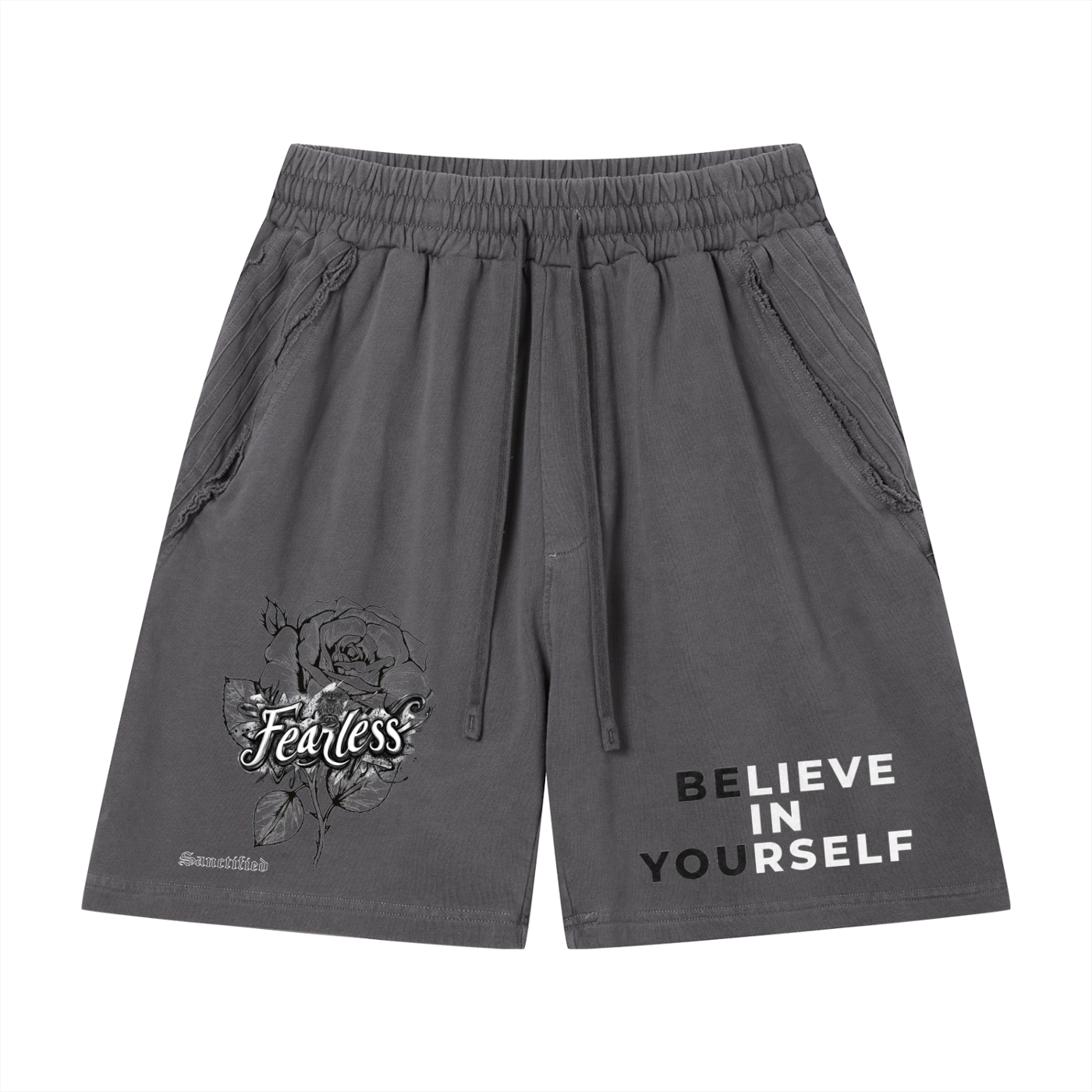 FEARLESS- Unisex Vintage Wash Raw Edge Shorts