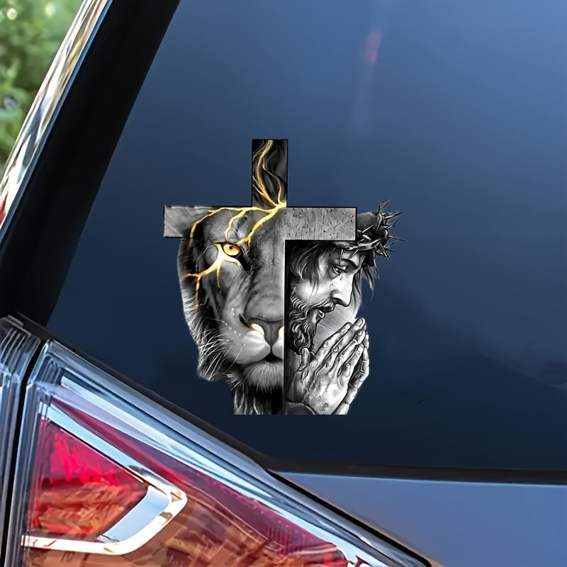 Lion Cross Decal Sticker Car
