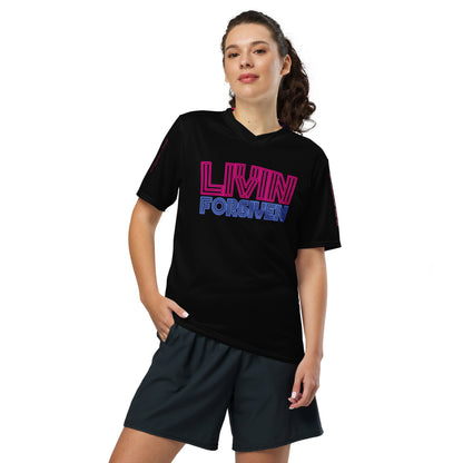 LIVIN FORGIVEN- Recycled unisex sports jersey