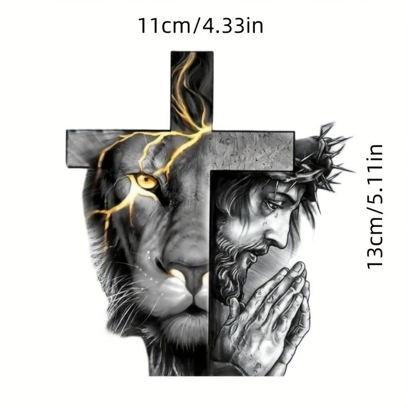 Lion Cross Decal Sticker Car