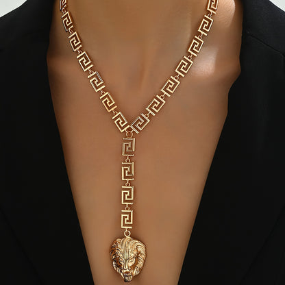 Lion Pendant Y-shaped NecklacE