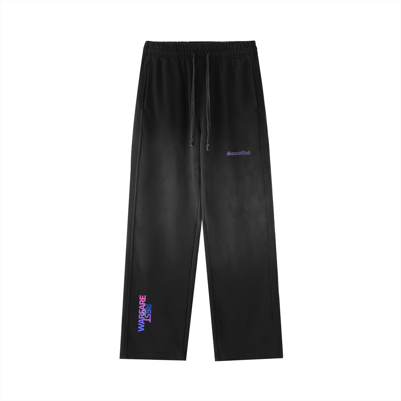 REST IS WARFARE- Vintage Washed Gradient Straight-Leg Sweatpants