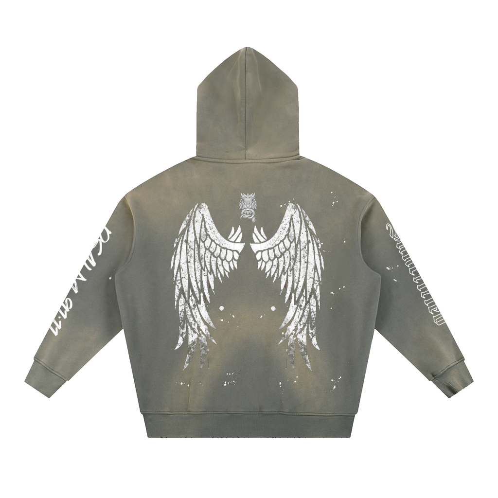 FEARLESS- Vintage Washed Frayed Fleece Hoodie