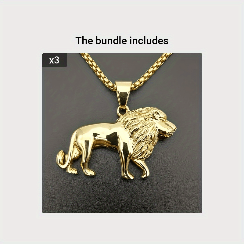 Golden Lion Animal Pendant Necklace