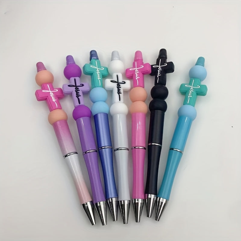 7pcs Silicone Cross Ballpoint Pen Set
