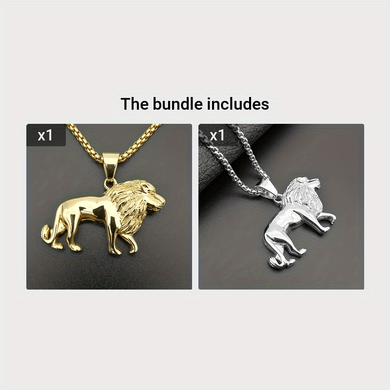 Golden Lion Animal Pendant Necklace