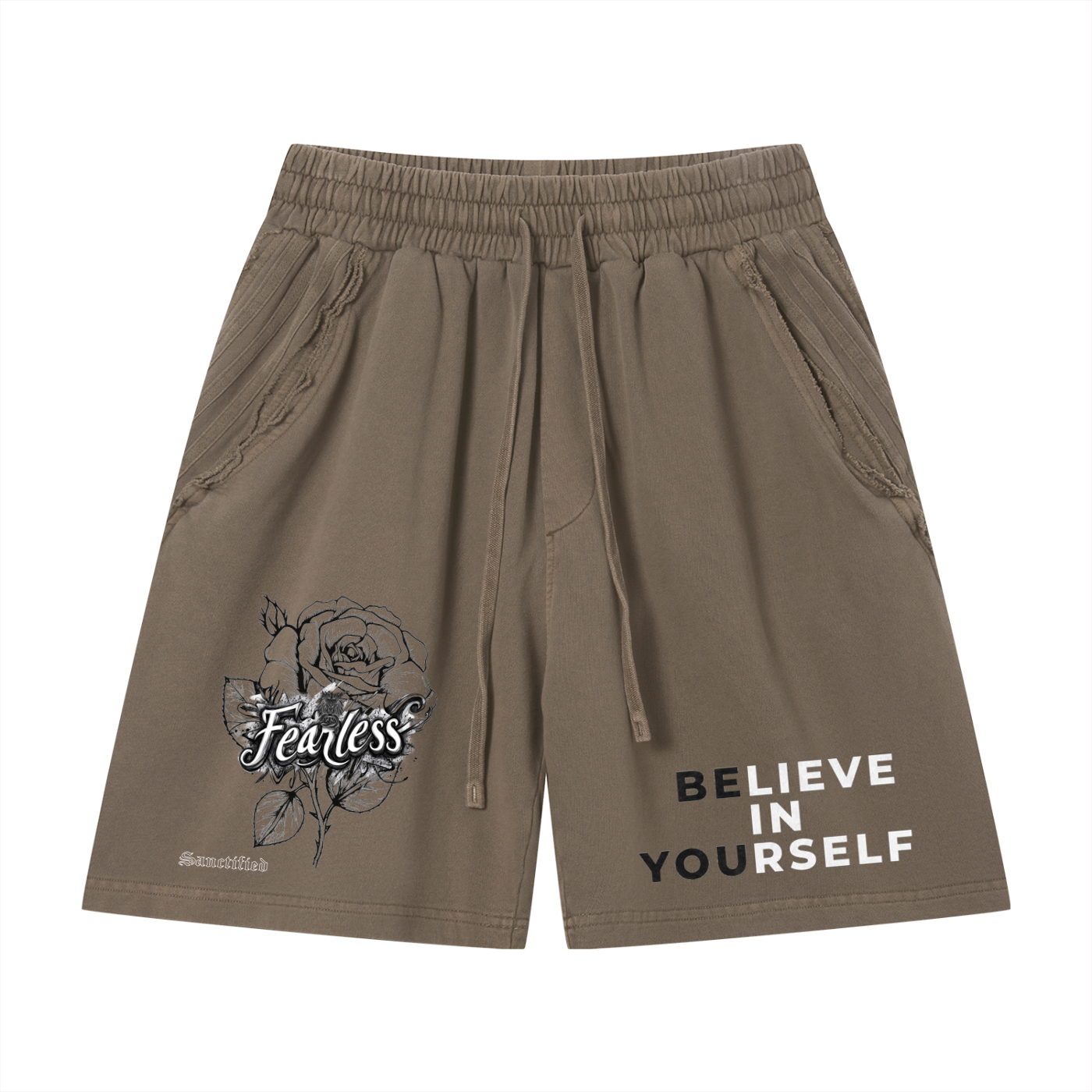 FEARLESS- Unisex Vintage Wash Raw Edge Shorts