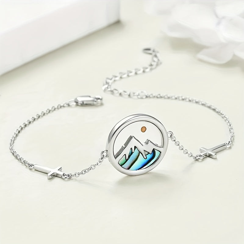 Faith-Inspired Stainless Steel Necklace with Mountain & Planet Pendant