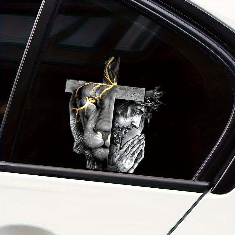 Lion Cross Decal Sticker Car