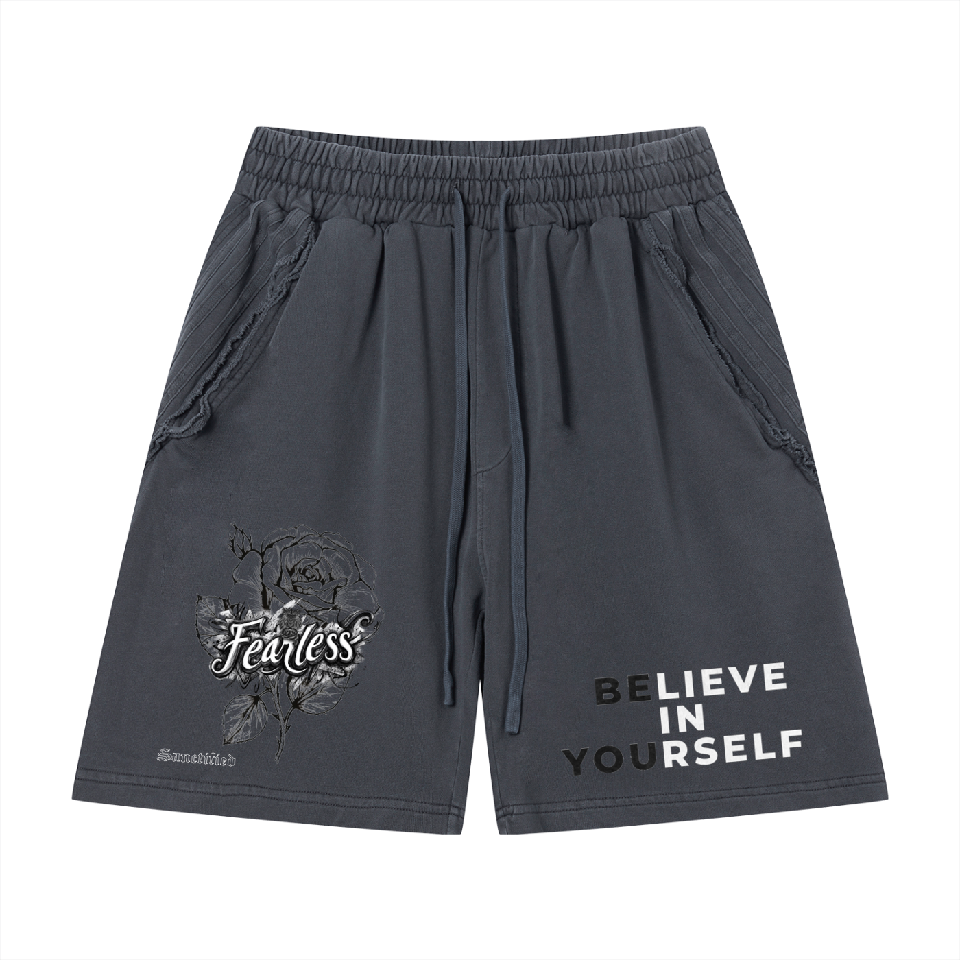 FEARLESS- Unisex Vintage Wash Raw Edge Shorts