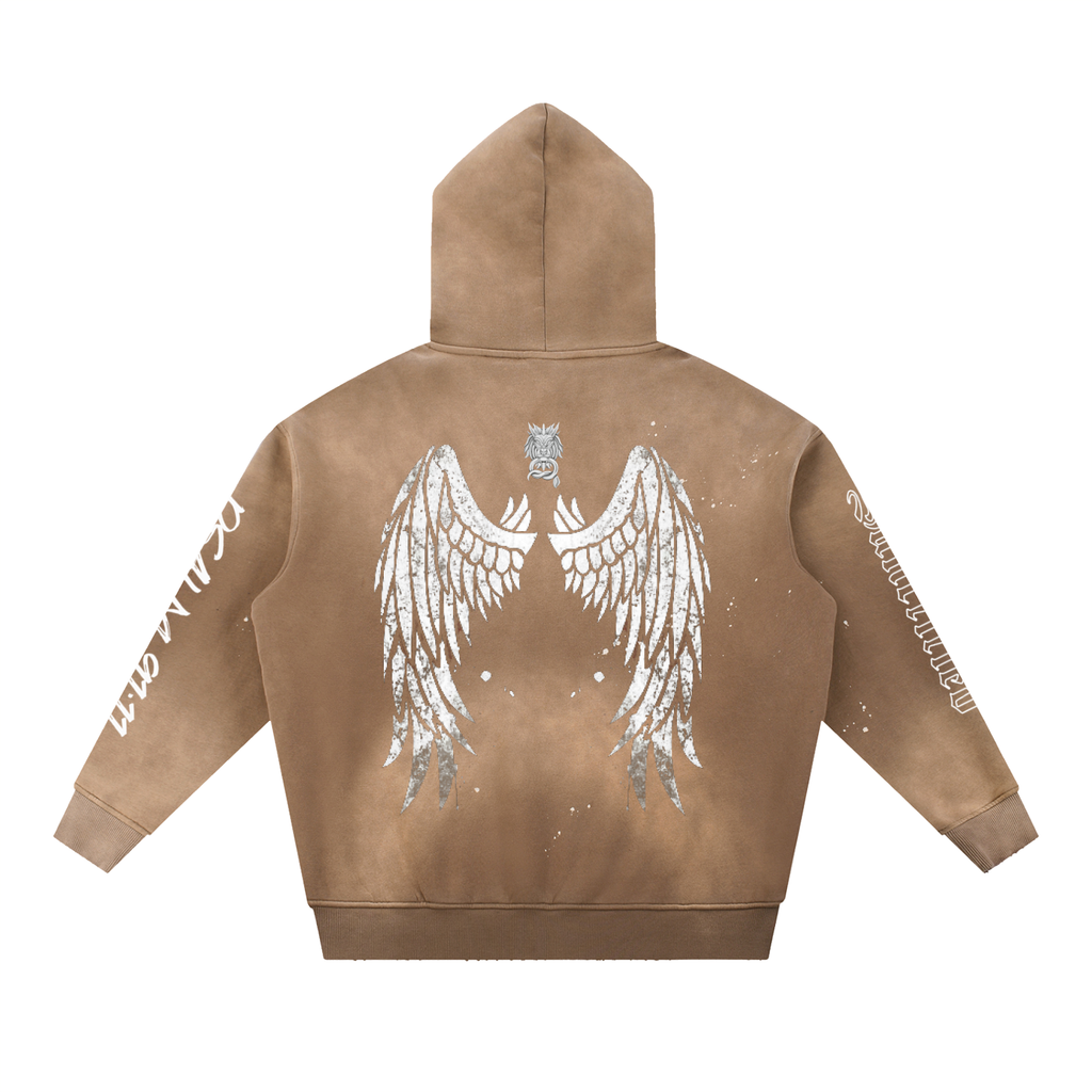 FEARLESS- Vintage Washed Frayed Fleece Hoodie