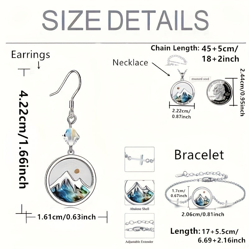 Faith-Inspired Stainless Steel Necklace with Mountain & Planet Pendant