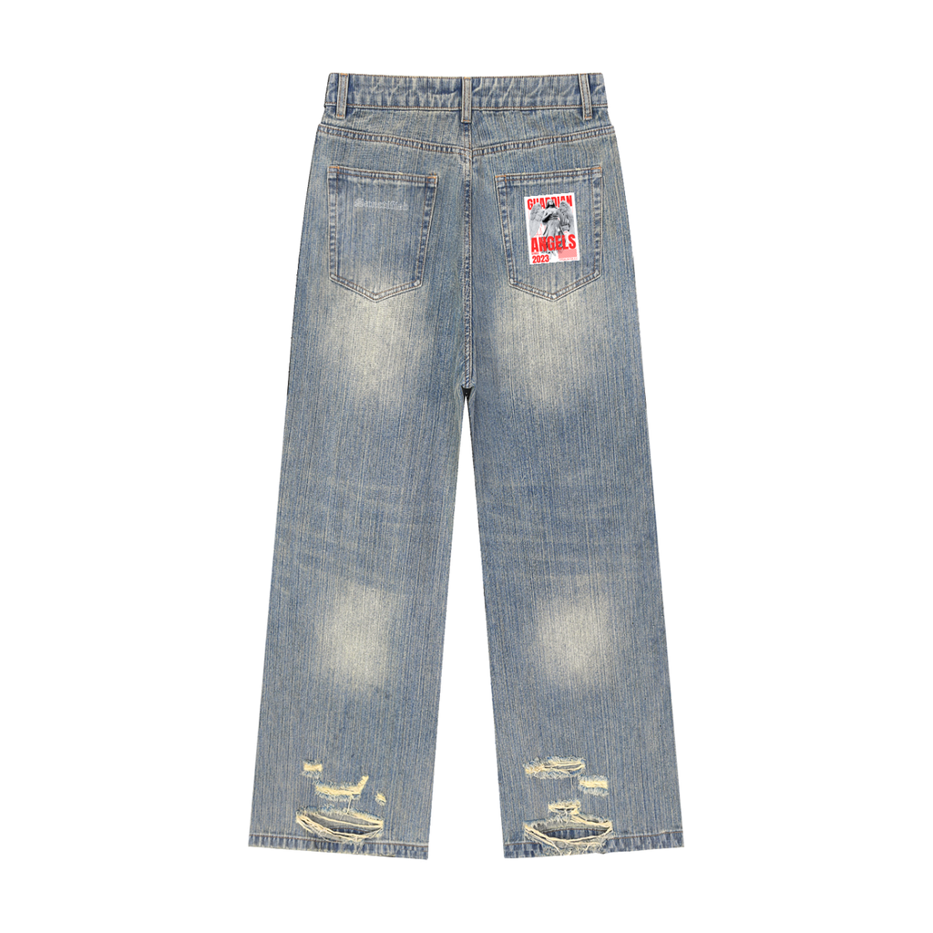 FEARLESS- Vintage Wash Distressed Denim Jeans
