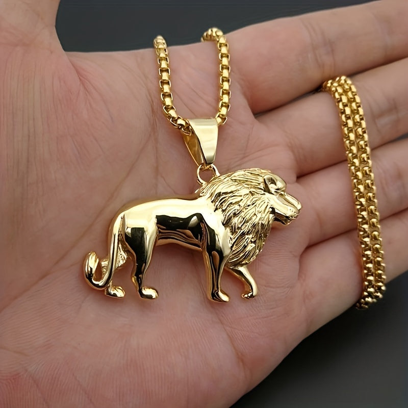 Golden Lion Animal Pendant Necklace