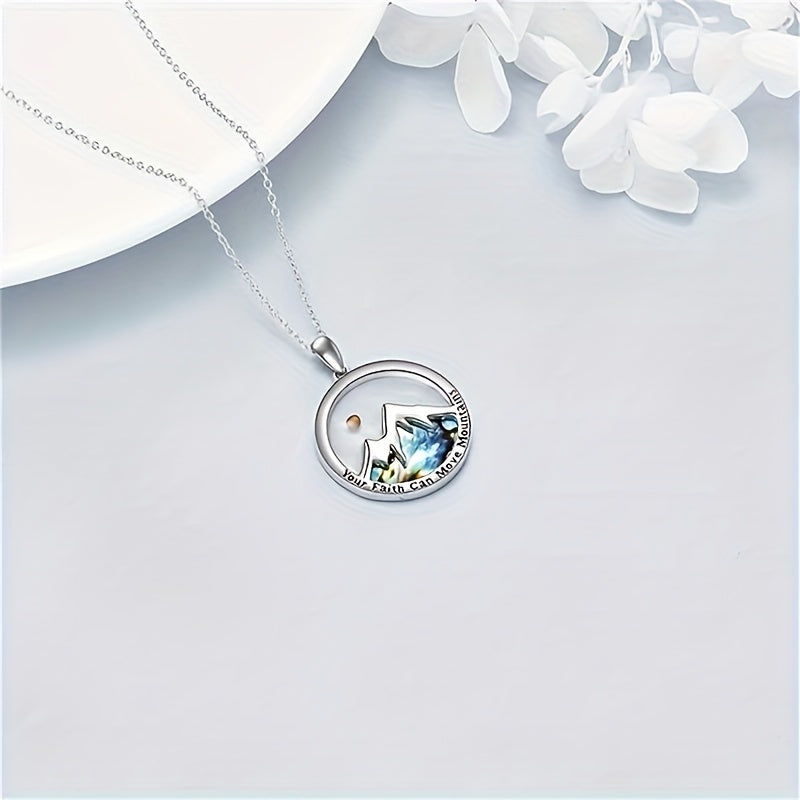 Faith-Inspired Stainless Steel Necklace with Mountain & Planet Pendant