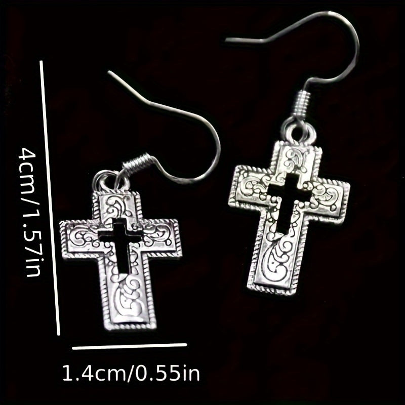 Hollow Cross Pendant Earrings