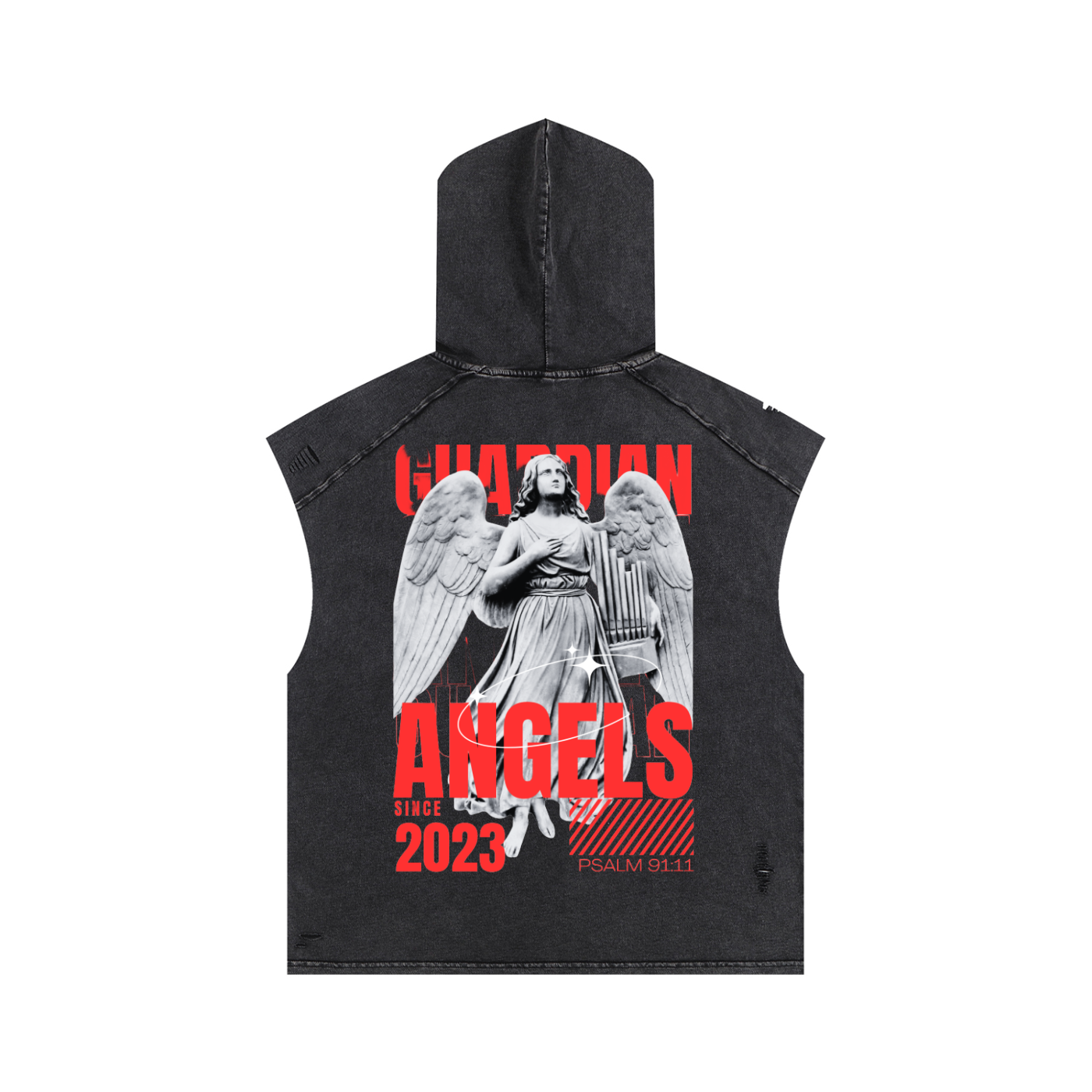 FEARLESS- Snow Washed Boxy Hooded Tank Top