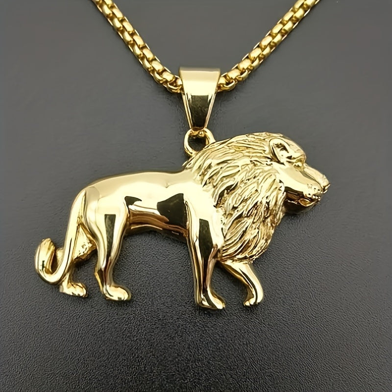 Golden Lion Animal Pendant Necklace