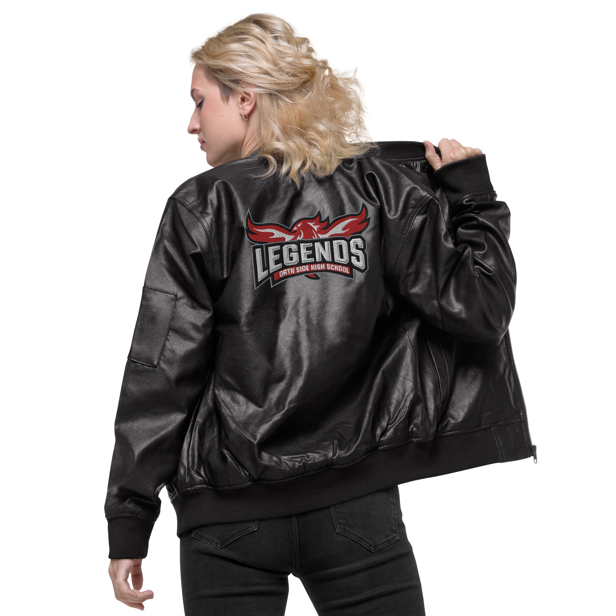 North Side H.S. Faux Leather Bomber Jacket