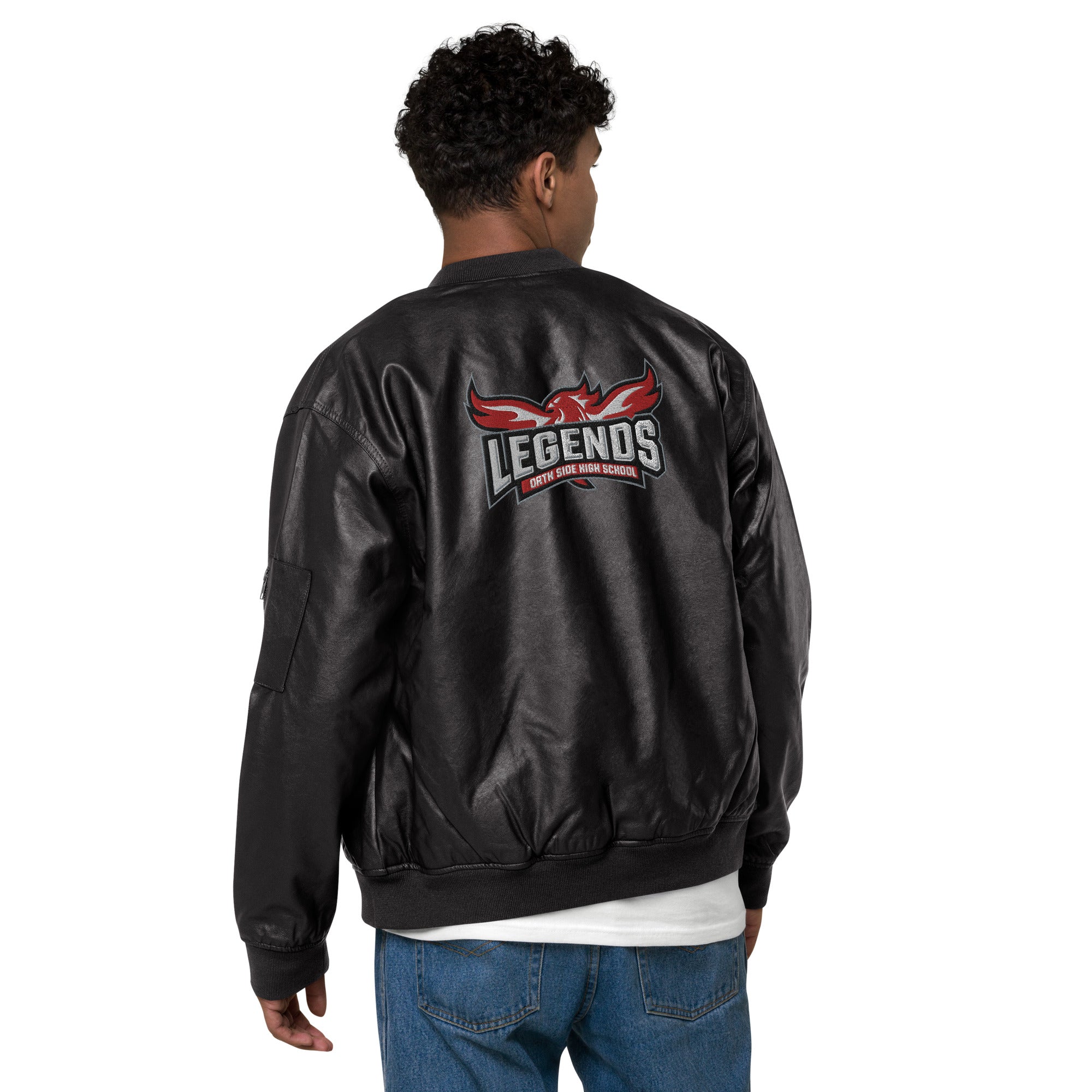 North Side H.S. Faux Leather Bomber Jacket