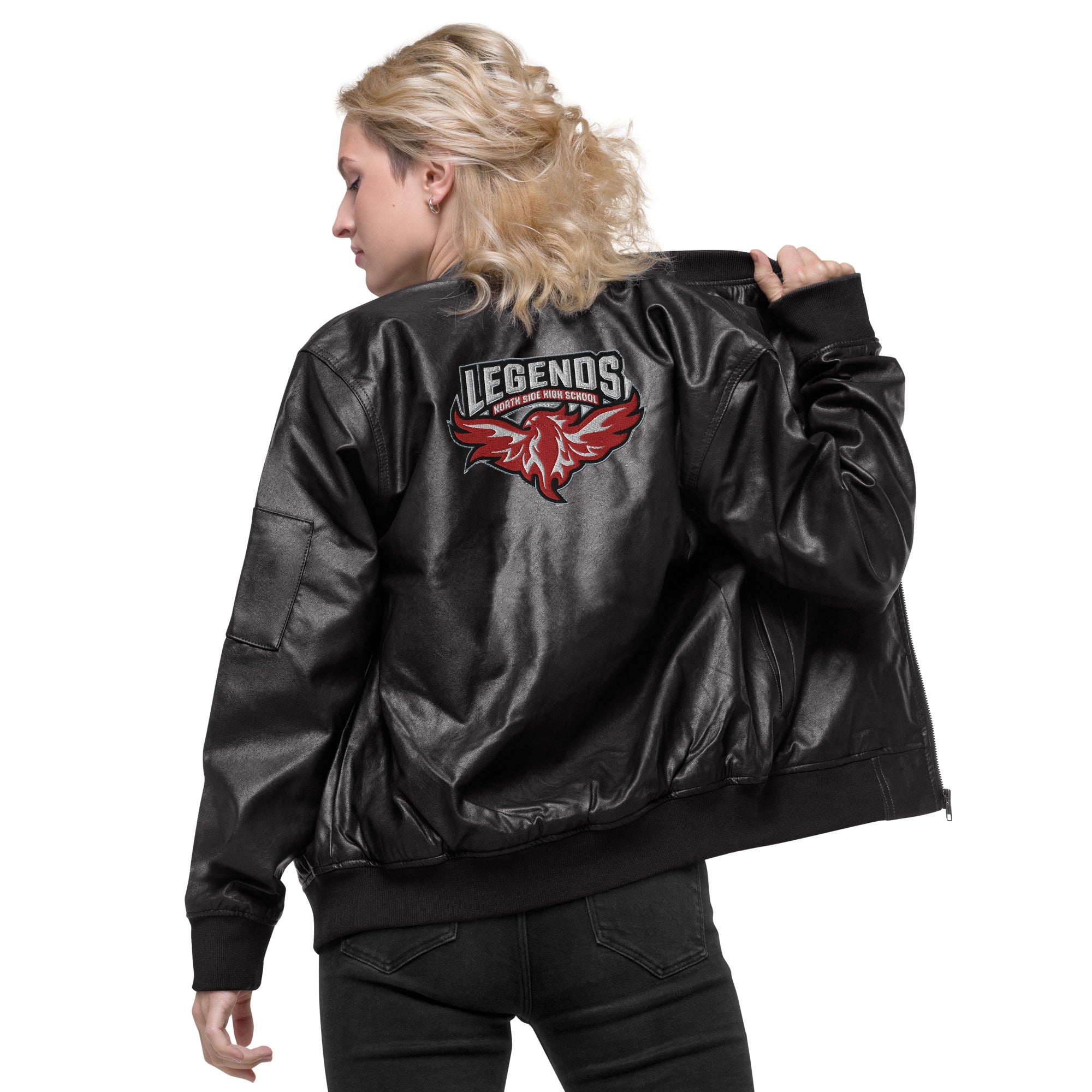 North Side H.S. Faux Leather Bomber Jacket