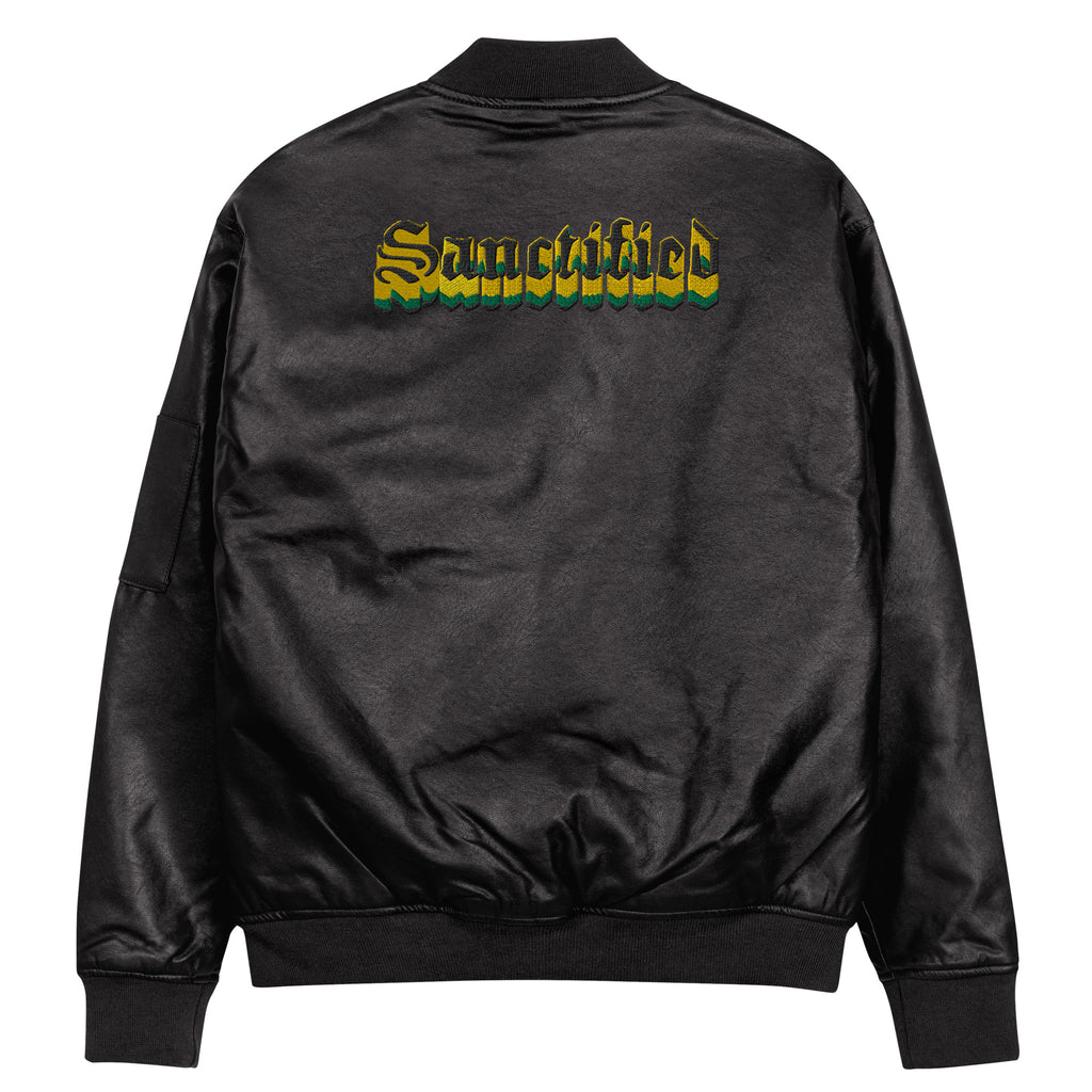 Sanctified- Leather Bomber Jacket