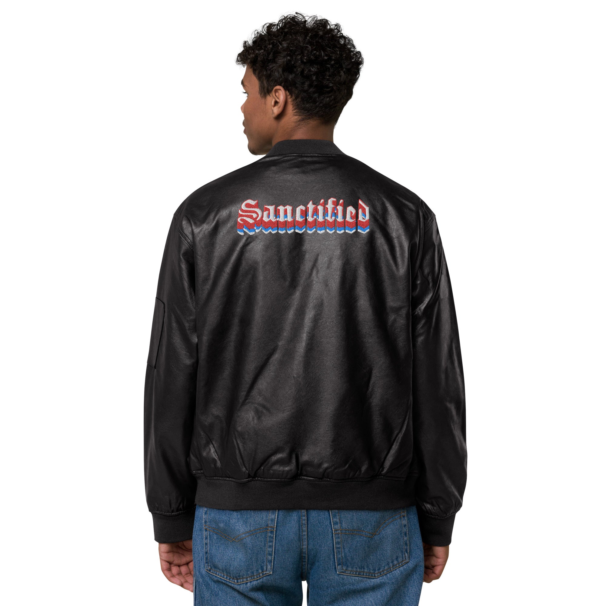 Sanctified- Leather Bomber Jacket