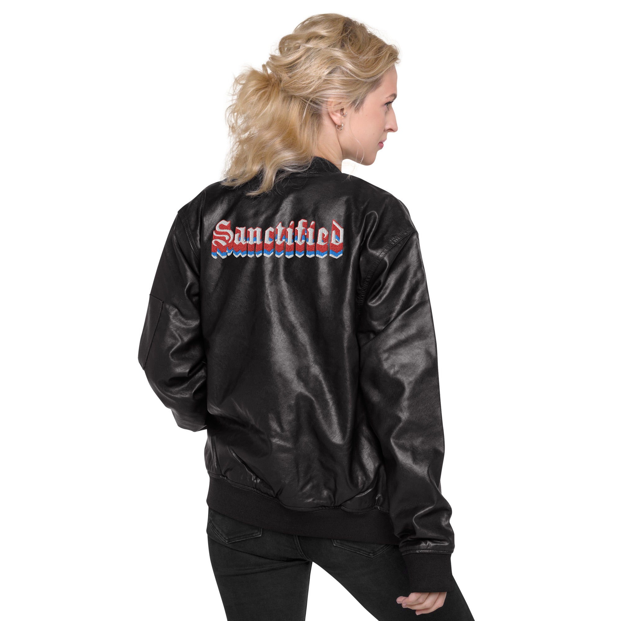 Sanctified- Leather Bomber Jacket