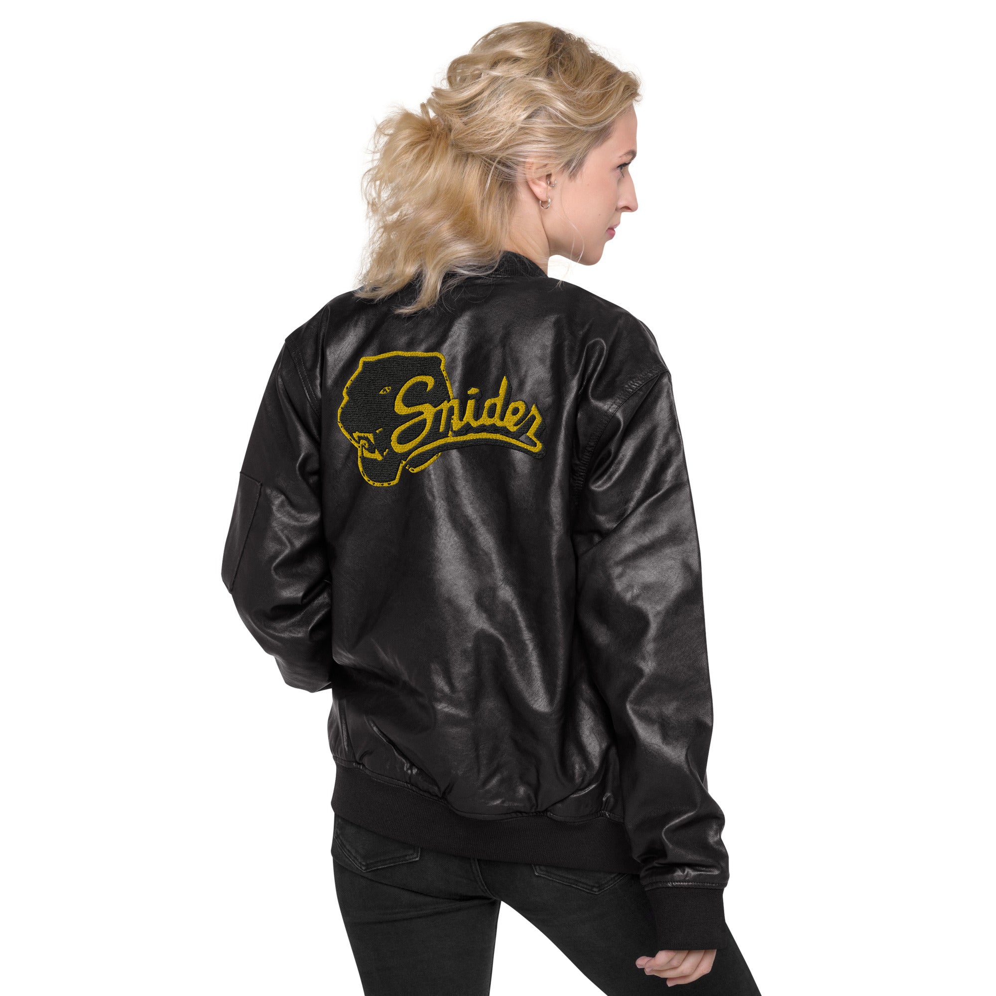 Snider H.S. Faux Leather Bomber Jacket