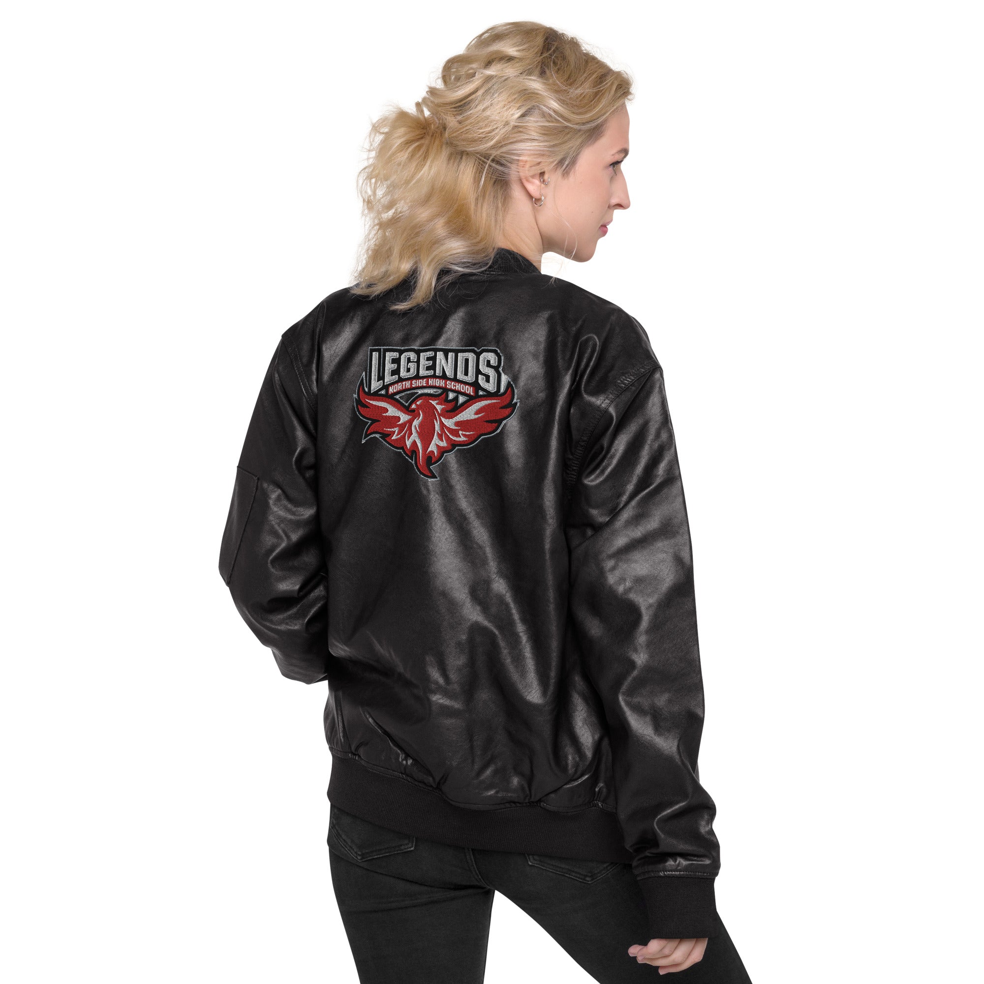 North Side H.S. Faux Leather Bomber Jacket
