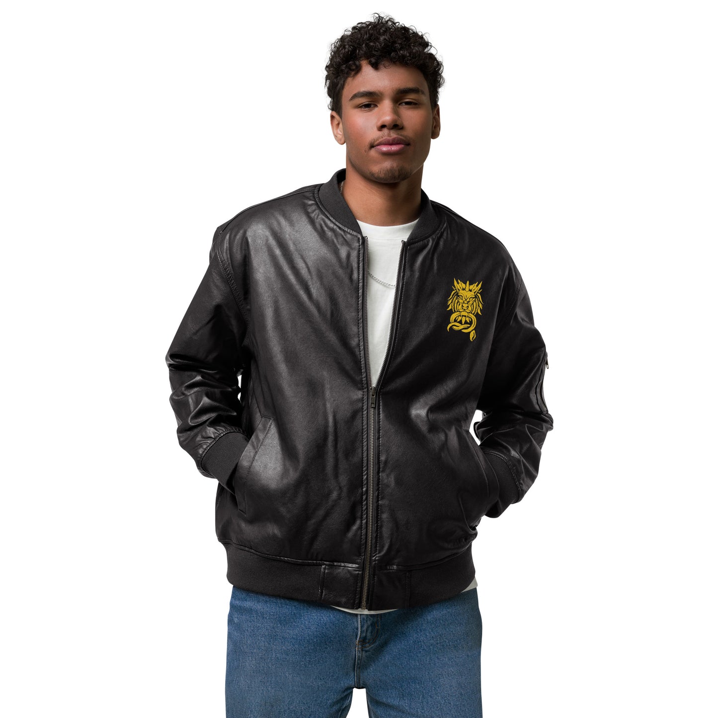 Sanctified- Leather Bomber Jacket