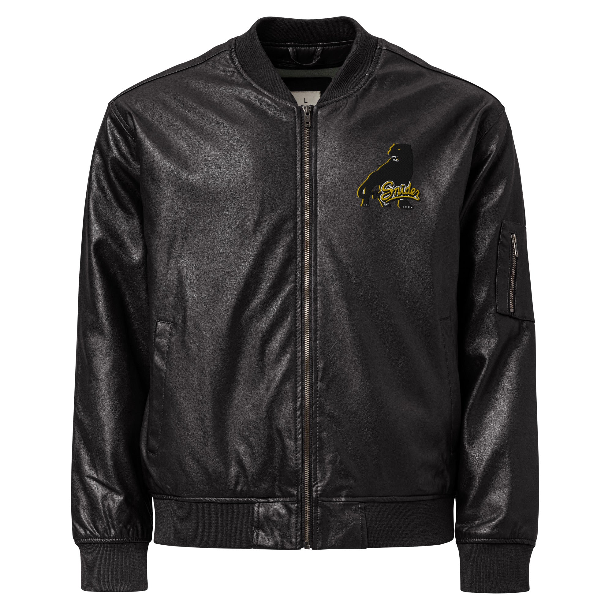 Snider H.S. Faux Leather Bomber Jacket