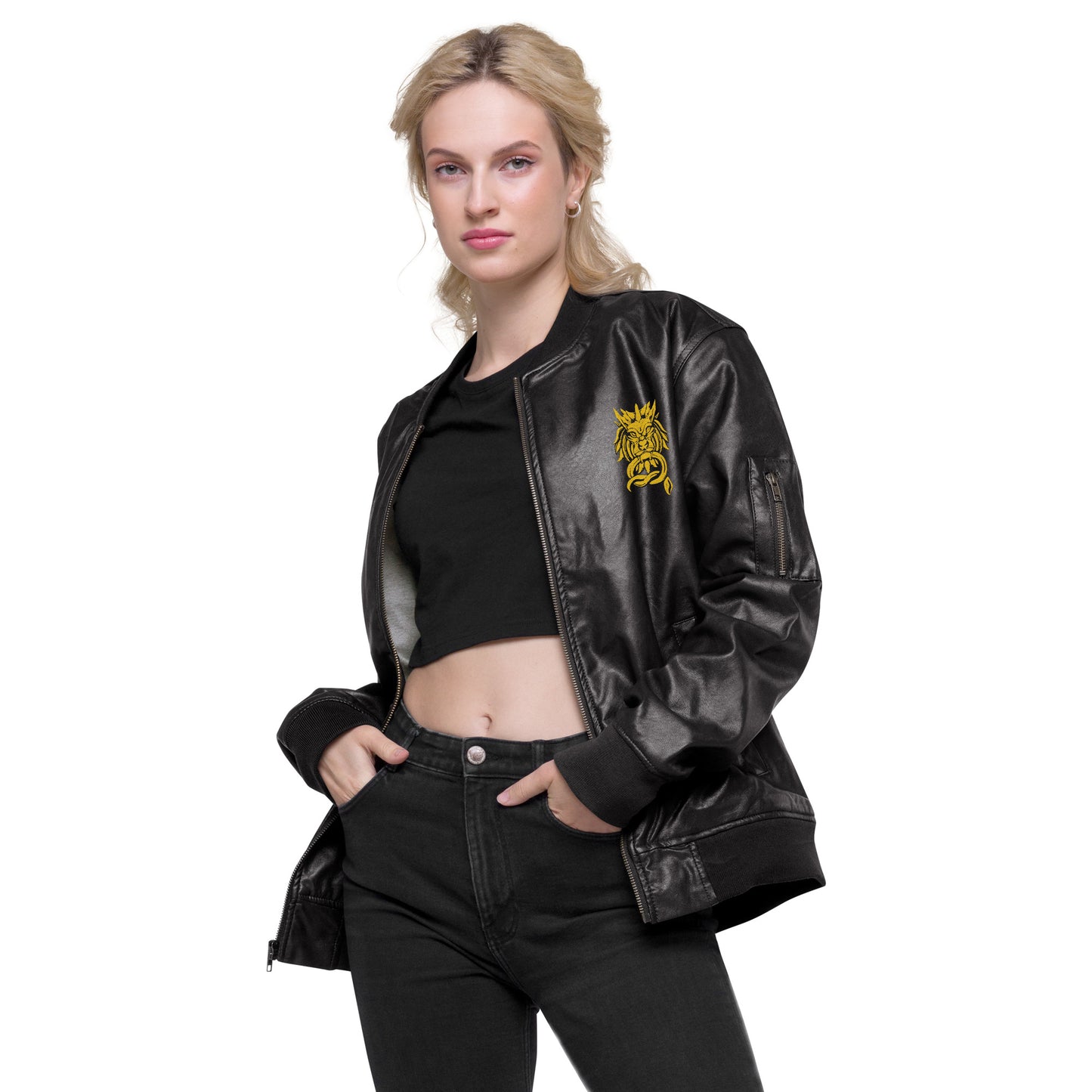 Sanctified- Leather Bomber Jacket